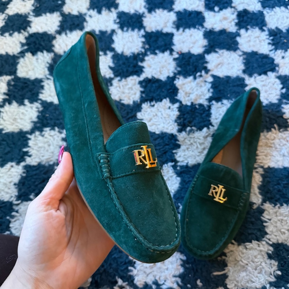 Lauren Ralph Lauren Barnsbury Suede Loafers Women's in green